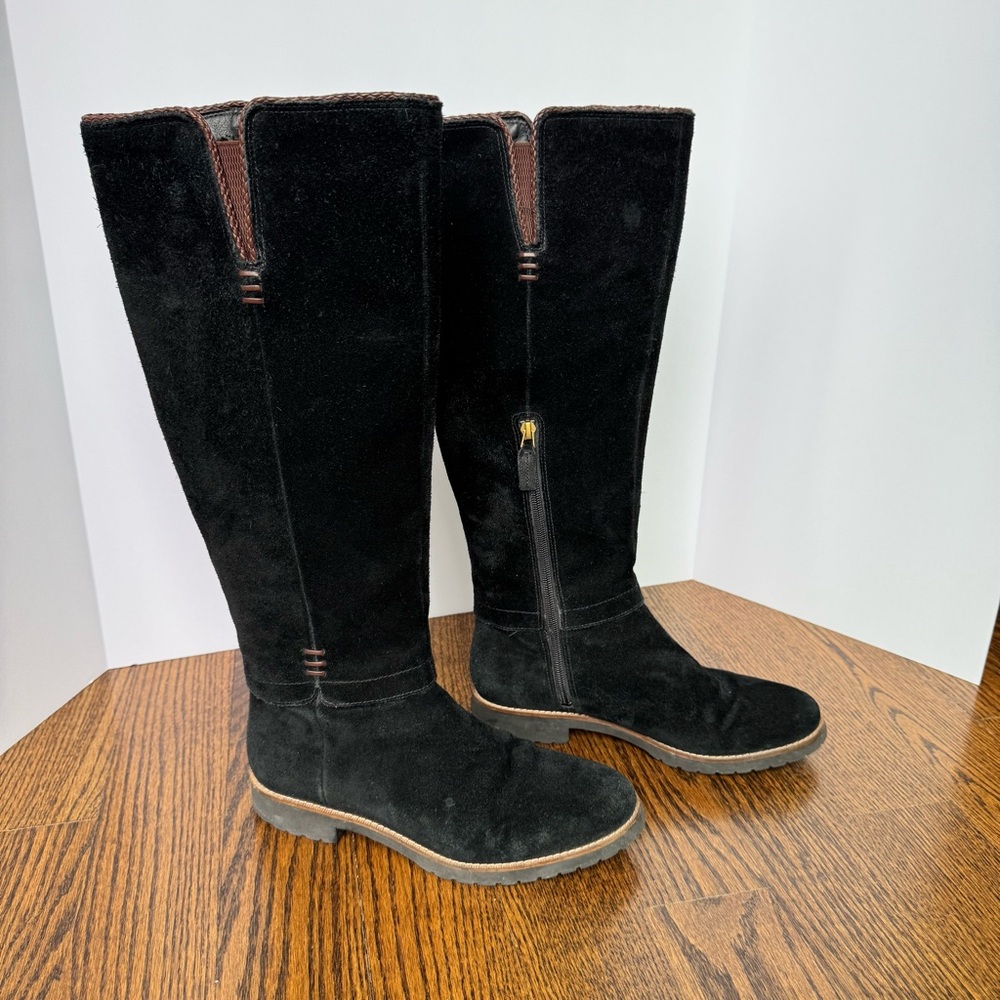 Franco Sarto Black Suede Riding Boots Size 8